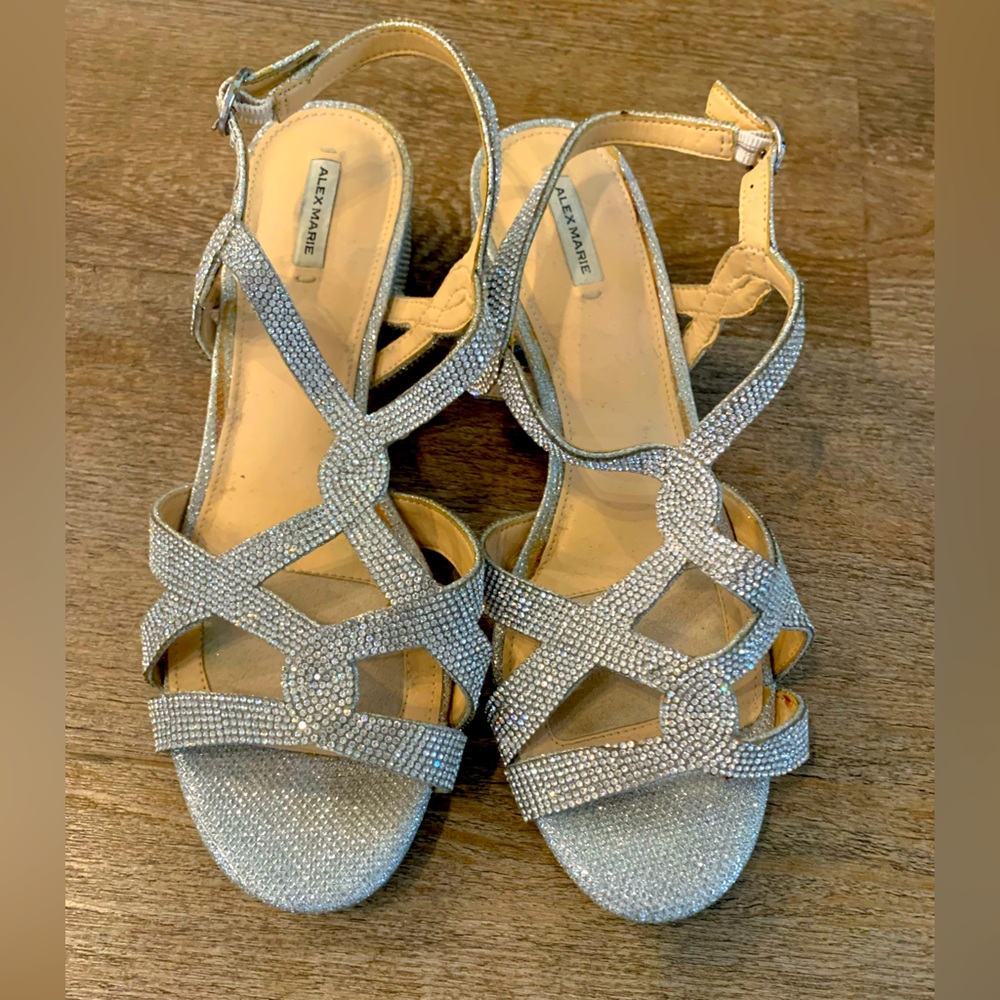 Alex Marie rhinestone Silver Strappy Women's Sandals size 9.5